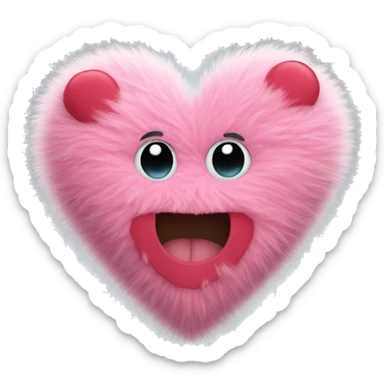 fuzzy heart sticker