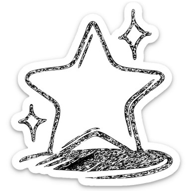 hand-drawn outlined icon of a small bright star on a glossy black vehicle surface, subtle reflections, clean and modern sticker