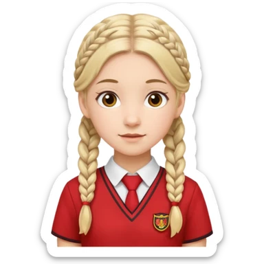 A girl with two braids and school red uniform  sticker