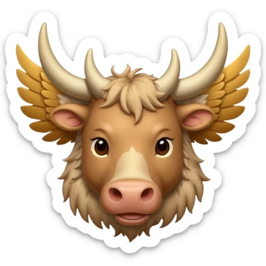 face on 4 legged winged ox emoji light brown body visible too with wings on back sticker