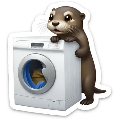 Otter doing laundry sticker