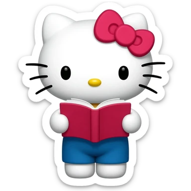 hello kitty reading nerd sticker
