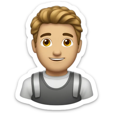 Crea un hombre alto de contextura media,piel blanca cabello castaño claro y liso con corte de cabello corto peinado hacia arriba sticker