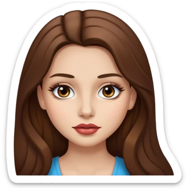 girl with long brown hair standing make up latina white skin tone sticker