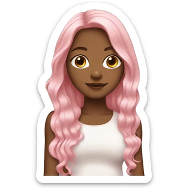 Light Pink long hair brownskin girl sticker