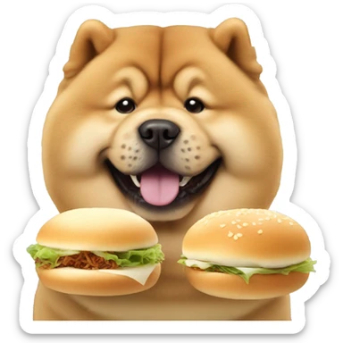 Chow Chow dog eating bao sticker