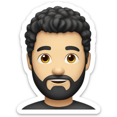 Young white man with a full beard and black mullet haircut sticker