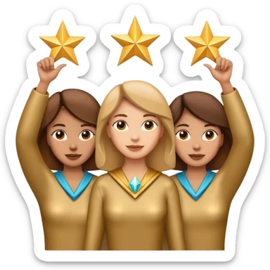 bronze women holding up 3 stars in a triangle sticker