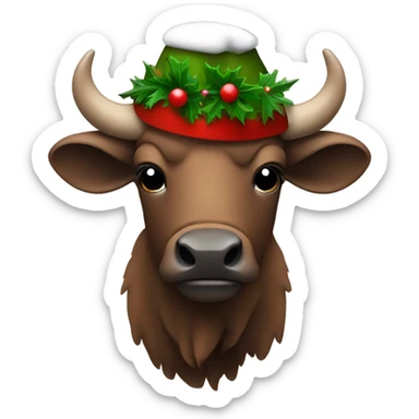 Bison avec un bonnet de Noël  sticker
