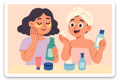 under eye patches, soft pastel colors, gentle, skincare illustration sticker