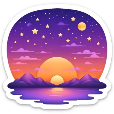 Atardecer con estrellas sticker