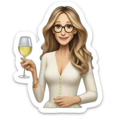 Sarah Jessica Parker with a glass of  white wine in her right hand sticker