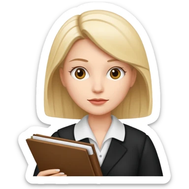 female lawyer reading a document sticker