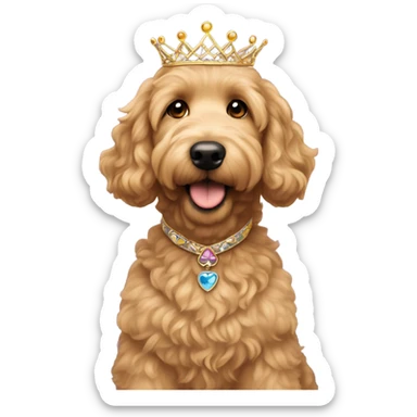 Tan Golden doodle tiara princess sticker