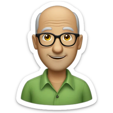 mid aged balding jewish man in rectangular black glasses and green button up shirt sticker
