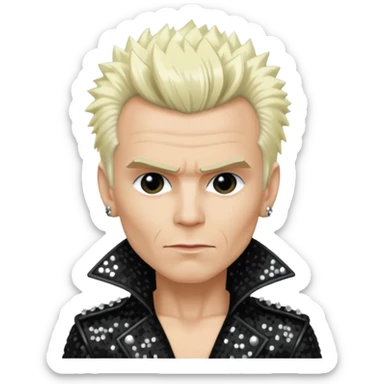 Billy Idol with platinum blonde hair, black sequin outfit sticker