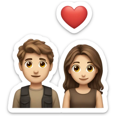 Brown hair boy with brown hair girl in love sticker