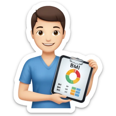 emoji of a person with a BMI chart, medical style sticker