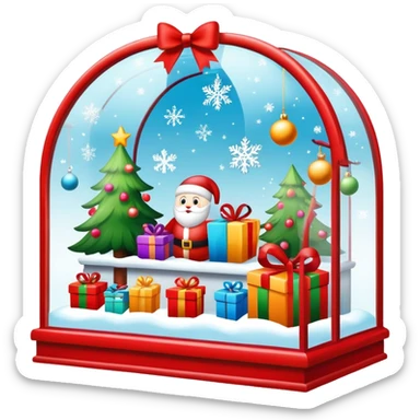 Christmas department store window display with toys sticker