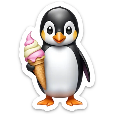 Pingüino con helado sticker