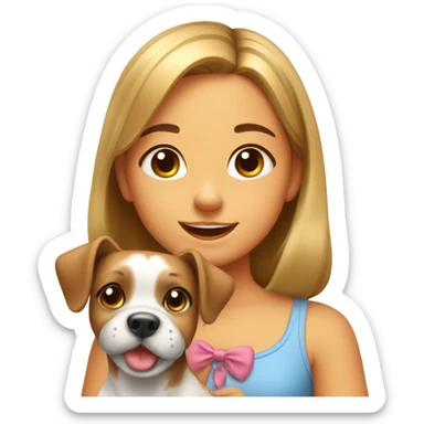 Cute girl with a bow and a dog sticker
