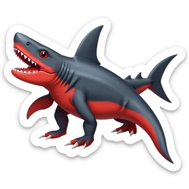 Cute cool black red nargacuga-shark -lizard-animal-hybrid Fakemon full body sticker