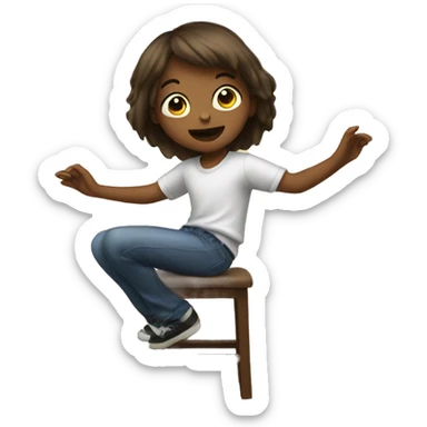Youngster emoji dancing on a chair sticker