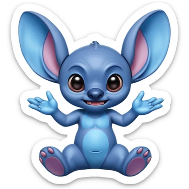 Stitch the blue alien from Lilo & Stitch in a playful pose sticker