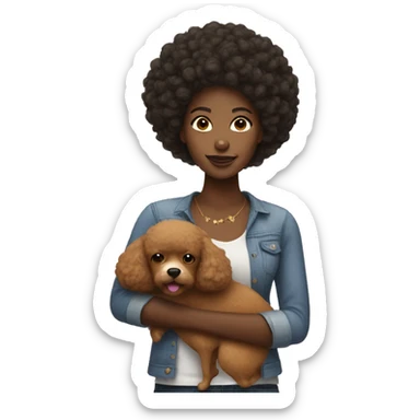Black woman with Afro holding a dog sticker