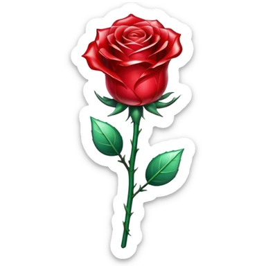Red crystal rose and stem sticker