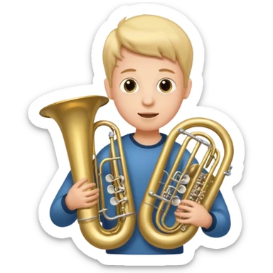 Boy with 7 arms playing tuba sticker