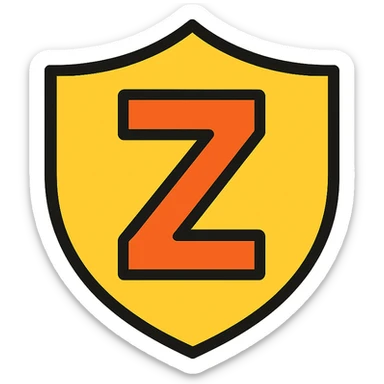 stylized shield with a prominent Z, color outline icon style, suitable for a moderator badge sticker