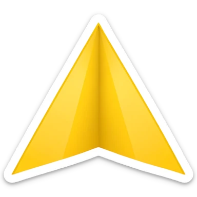 Emoji-style triangular flag, bright yellow, flat design, no folds or shading, simple and clean, minimalistic, centered on plain white or transparent background, high resolution sticker