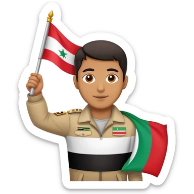 Guy holding a iraq flag sticker