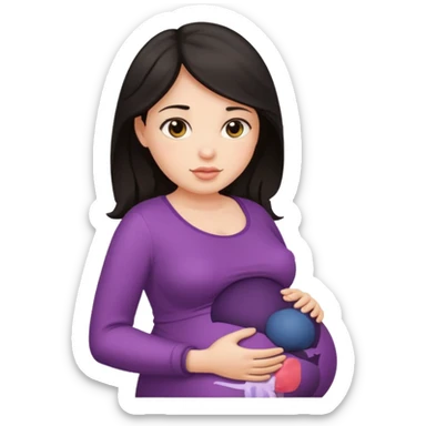 Pregnant woman with dark hair sticker