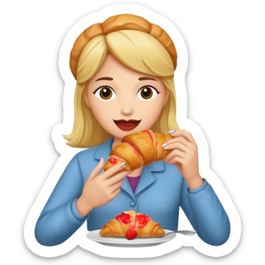 woman eating croissant sticker