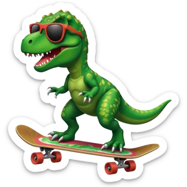 T rex riding a skateboard with sunglasses  sticker