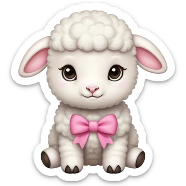 cute baby lamb with pink bow sticker
