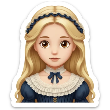 Girl with long blonde hair, reddish brown eyes and Victorian dress  sticker