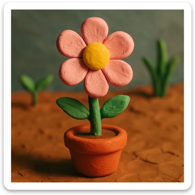 aesthetic flower, claymation style sticker