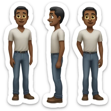 three fair color male standing sticker