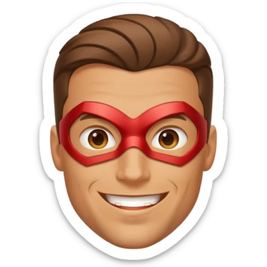 Male superhero face happy sticker