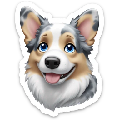 Blue Merle corgi with blue eyes no tail sticker