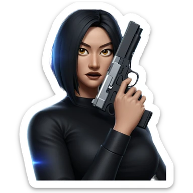 confident girl with handgun sticker