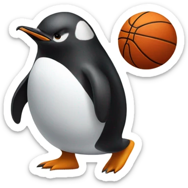 Penguin playing basketball sticker