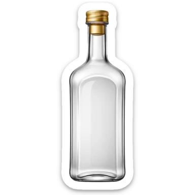 clear glass bottle tall with long neck and straight sides filled with colorless white rum, minimal or blank label, metallic cap or cork, dense strong liquid, no extras, soft lighting, emoji scale sticker