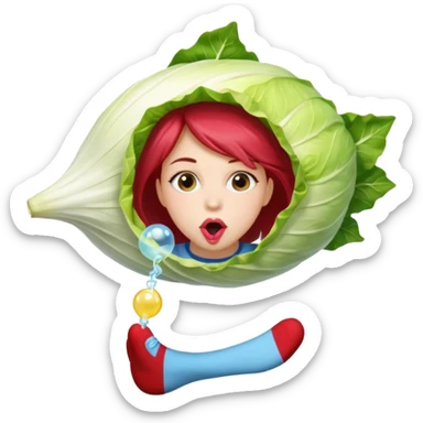  👩🏼 dans une endive géante, et à des chaussettes et fais une bulle avec un chewing-gum  sticker