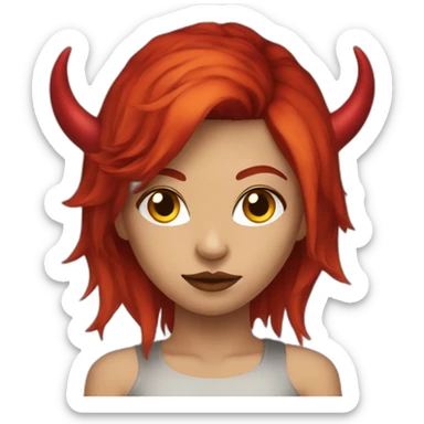 punk girl with red hair devil horns gold eyes sticker
