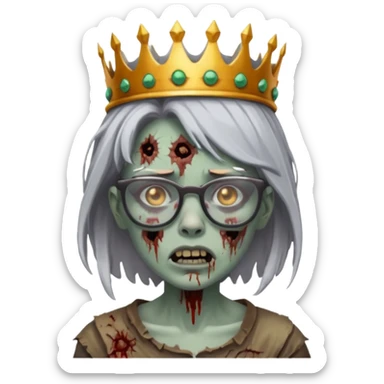 crowned woman zombie with glasses sticker
