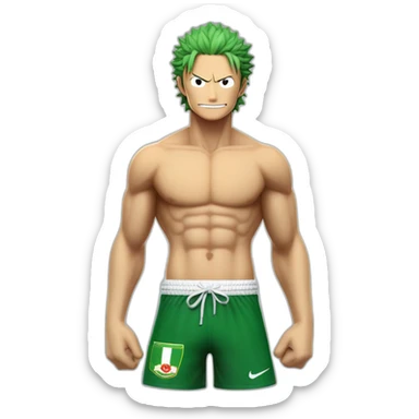 rononoa zoro de one piece qui porte le maillot de foot avec le logo l'Algérie sticker